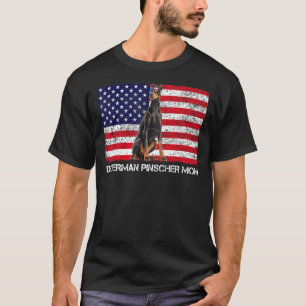 T-shirt Lunettes de soleil Doberman Pinscher Maman Drapeau