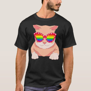 T-shirt Lunettes de soleil drapeau arc-en-ciel chat fier g