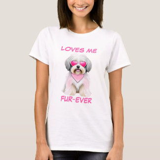 T-shirt Lunettes de soleil en forme de coeur rose Havanais