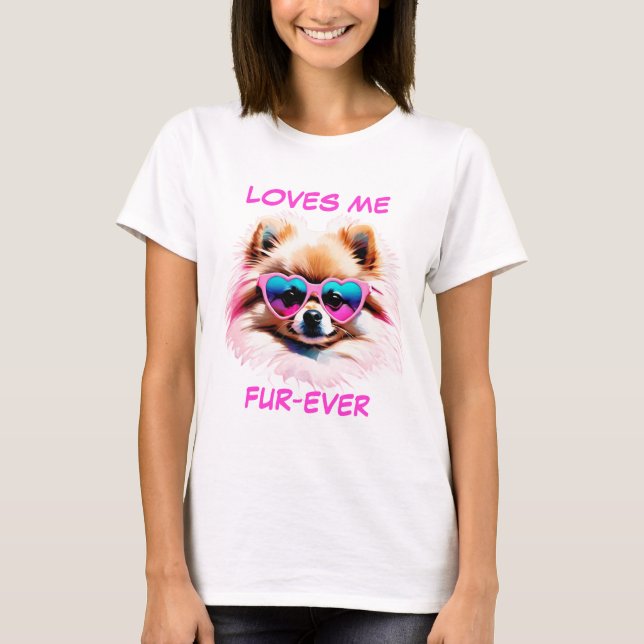 T-shirt Lunettes de soleil en forme de coeur rose Tan Pomé (Devant)