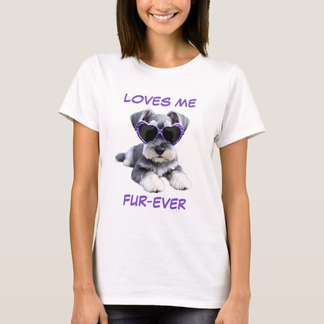 T-shirt Lunettes de soleil en forme de coeur Schnauzer Lav (Devant)
