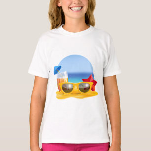 T-shirt Lunettes de soleil et scène de plage pour l'été