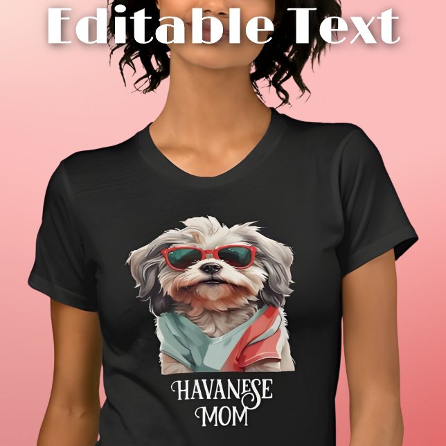 T-shirt Lunettes de soleil Havanese Dog Mom (Créateur téléchargé)