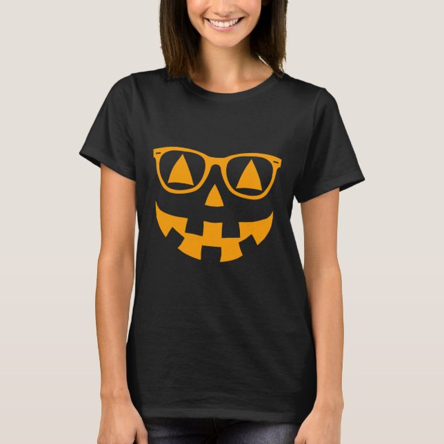 T-shirt Lunettes de soleil Jack-o'-lantern Face Halloween  (Devant)