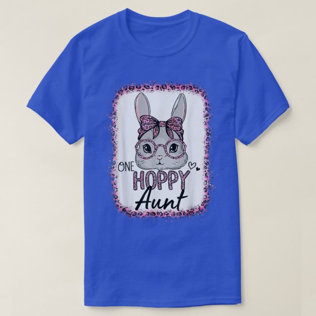 T-shirt Lunettes de soleil Léopard Rose Bleu Bunny de Pâqu (Design devant)