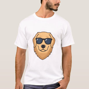 T-shirt Lunettes de soleil Logo Chien Retriever Doré Cool