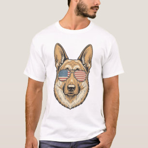 T-shirt Lunettes de soleil patriotiques Berger allemand Ar