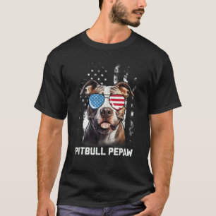 T-shirt Lunettes de soleil Pitbull Pepaw Drapeau Américain