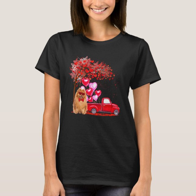 T-shirt Lunettes de soleil poméraniennes Coeurs Arbre Pick (Devant)