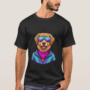 T-shirt Lunettes de soleil pour chien mignon Art néon rétr