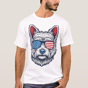 T-shirt Lunettes de soleil pour chien Westie patriotiques