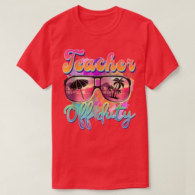 T-shirt Lunettes de soleil Professeur hors service Plage c (Design devant)
