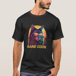 T-shirt Lunettes de soleil Retro cool Maine Coon Chat