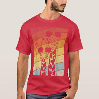 T-shirt Lunettes de soleil Retro Vintage Giraffe Cadeaux A