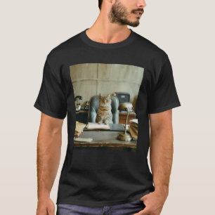 T-shirt Lunettes de soleil vintage 70s Chat au bureau sur