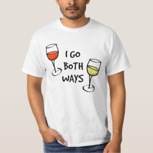 T-shirt Lunettes de vin de dessin Je vais les deux façons 