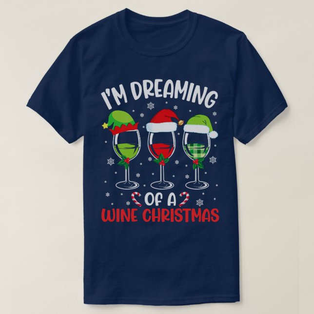 T-shirt Lunettes de vin ELF Noel Xmas Je Rêve D'Un Vin C (Design devant)