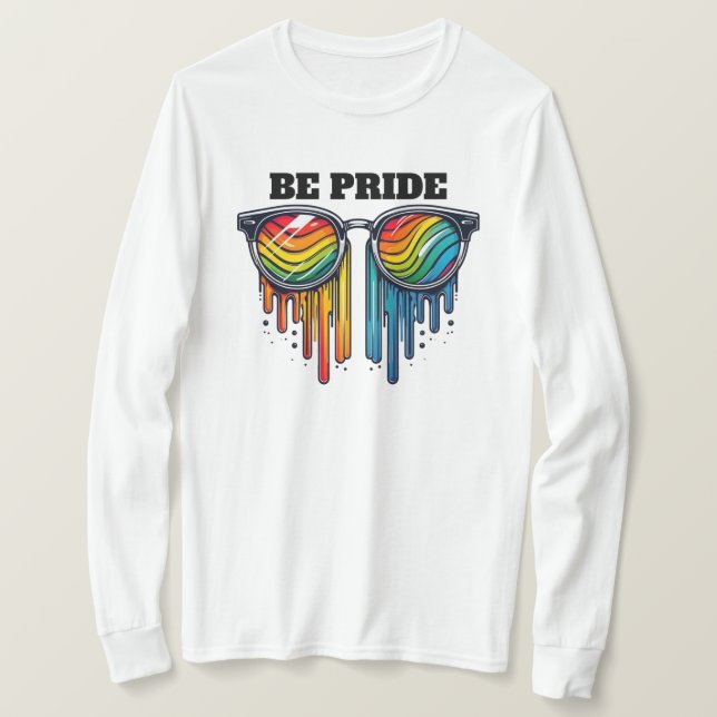 T-shirt Lunettes de vue élégantes avec LGBTQ+ Rainbow Colo (Design devant)