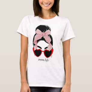 T-shirt Lunettes en forme de coeur, cabot rose et chaudièr