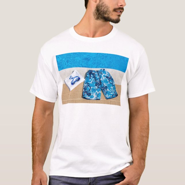 T-shirt Lunettes et serviette de troncs de natation à la (Devant)