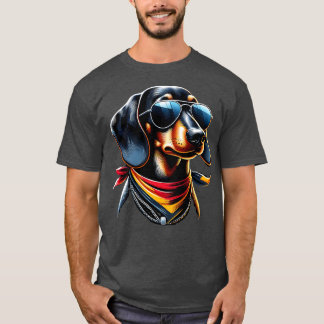 T-shirt Lustiger Dackel mit Flagge Deutschland Witzig Cool