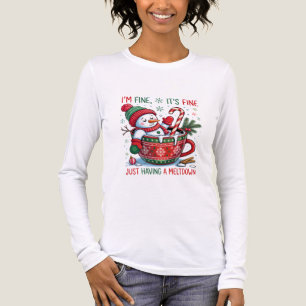 T-Shirt-Lustiger Schneemann Weihnachten Langarmshi Tri-Blend Shirt