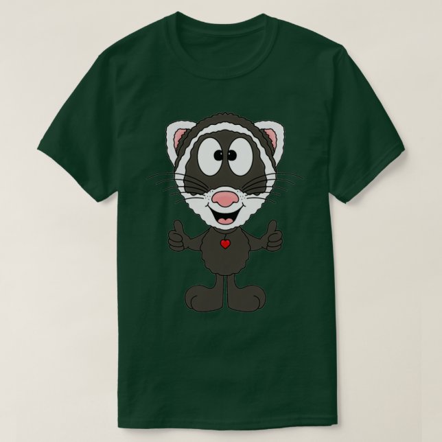 T-shirt Lustiges Frettchen Ferret Herz Coeur Liebe Love Ki (Design devant)