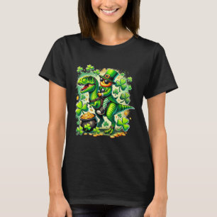 T-shirt Lutin chevauchant le dinosaure T Rex St Pat Trex P