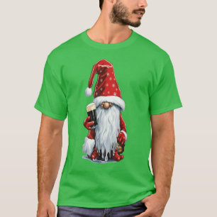 T-shirt Lutin de Noël tenant un verre de stout sec irlanda