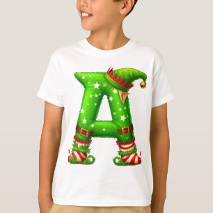 T-shirt Lutine de Noël Lettre A Personnage de Dessin Animé