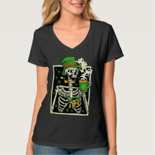 T-shirt Lutrin de squelette chanceux buvant du café St-Pat