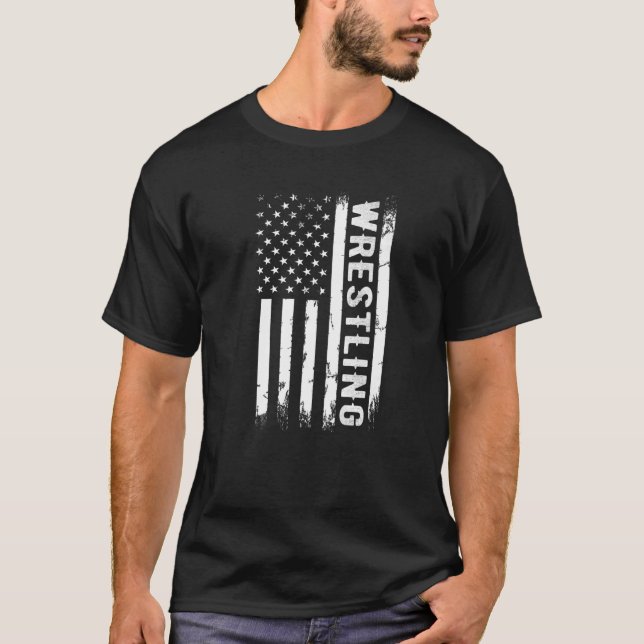 T-shirt Lutte américaine Drapeau Lutte Hommes Boy Wrest (Devant)