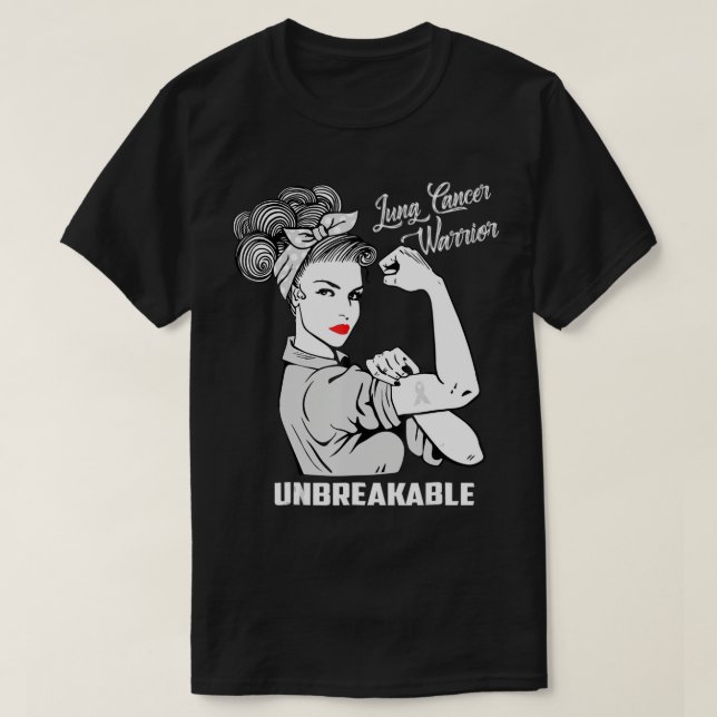 T-shirt Lutte contre le cancer du poumon Guerrier Indestru (Design devant)