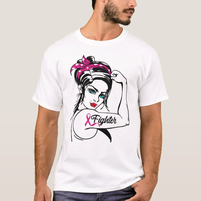 T-shirt Lutte contre le cancer du sein Rosie Le Riveter Ro (Devant)