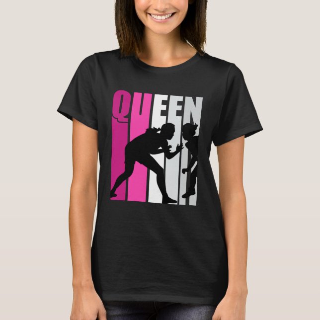T-shirt Lutte rose Queen Pratique de lutteur fille (Devant)
