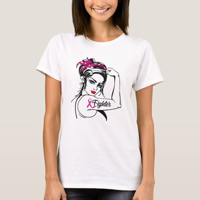 T-shirt Lutte Rosie Le Riveter Sensibilisation au cancer d (Devant)