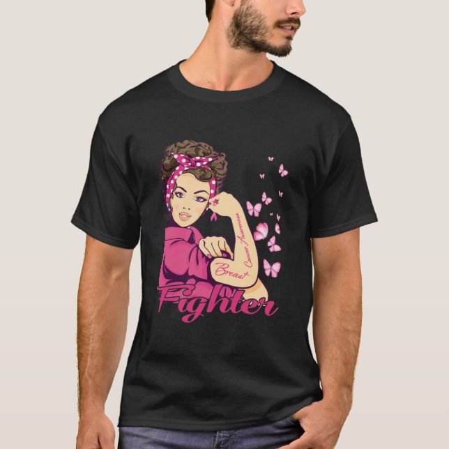 T-shirt Lutte Rosie Riveter Sensibilisation au cancer du s (Devant)