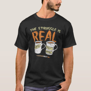 T-shirt Lutte Véritable Café Peinture Eau Amusante Artiste