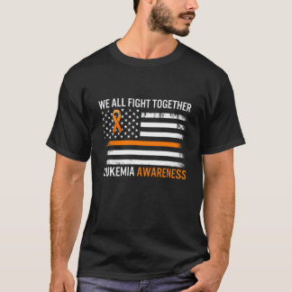 T-shirt Lutter Contre La Leucémie Orange Ribbon Usa Drapea