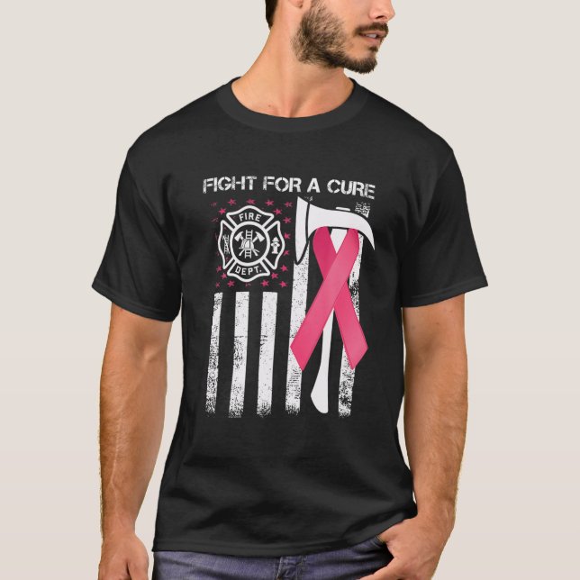 T-shirt Lutter Pour Un Drapeau Américain Cure Pompier Canc (Devant)