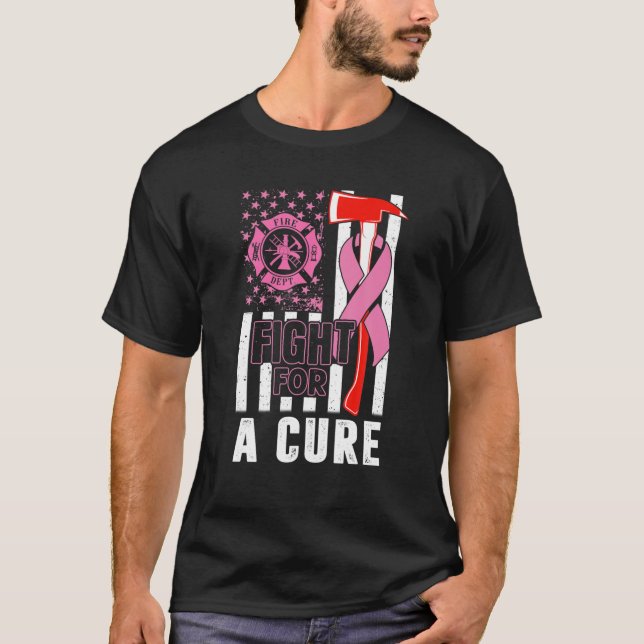T-shirt Lutter Pour Un Pompier En Cure US Drapeau Cancer D (Devant)