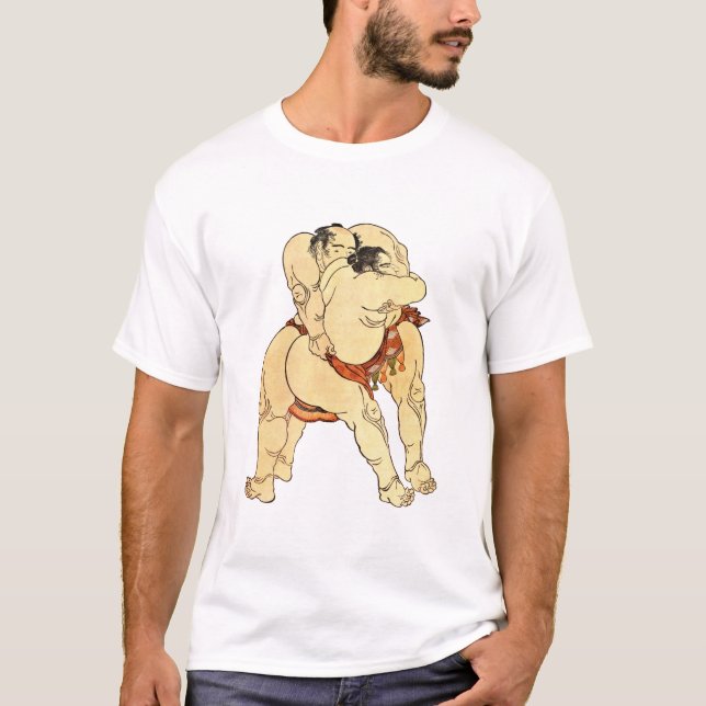 T-shirt Lutteurs de sumo de Hokusai (Devant)