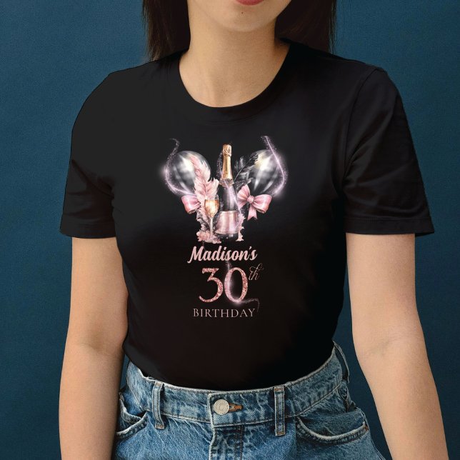 T-shirt Luxe 30e anniversaire Champagne rose noir (Créateur téléchargé)