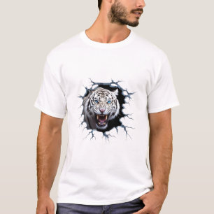 T-Shirt Luxe Lion Blanc Puissant et Fâché