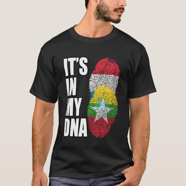 T-shirt Luxembourg Et Birmanie Mélangent Le Drapeau Du Pat (Devant)
