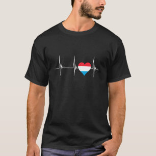 T-shirt Luxembourg Luxembourgeois Drapeau Cœur Battement d
