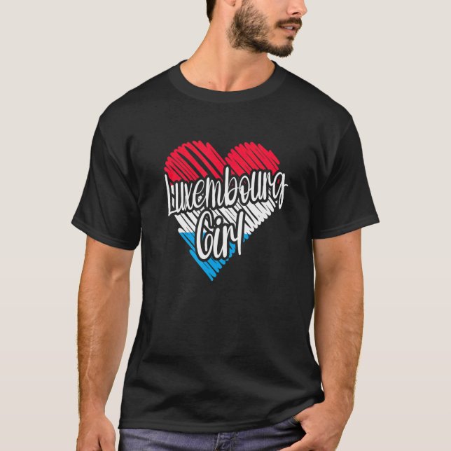 T-shirt Luxembourg Pour Fille Luxembourg Coeur Drapeau Pou (Devant)