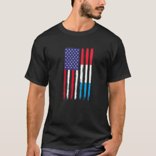 T-shirt Luxembourg Roots Drapeau Demi-Américain Luxe Patri
