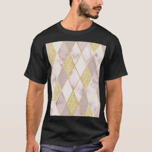 T-shirt Luxueux Marbre Golden Géométrique