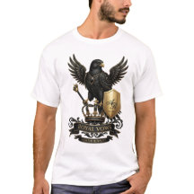 T-Shirt Luxueux Royal Faucon Noir Emblème Or